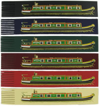 Leather Bookmark - Narrowboat Design