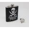 Narrowboat Pirate Hip Flask - White on Black - view 1