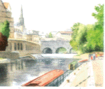 Nick Turley Print - Bath and weir