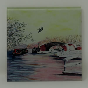 Narrowboat Glass Coaster from the Sue Podbery Collection
