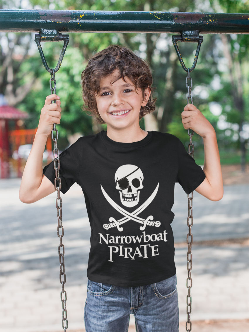 Narrowboat Pirate T-Shirt - Black - Childrens' sizes