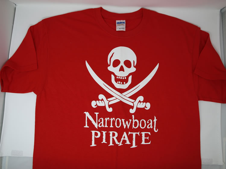 Narrowboat Pirate T-Shirt - Red - Adult sizes