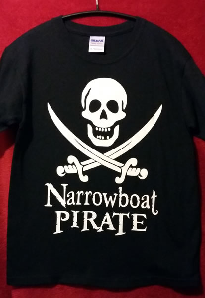 Narrowboat Pirate T-Shirt - Black - Adult sizes